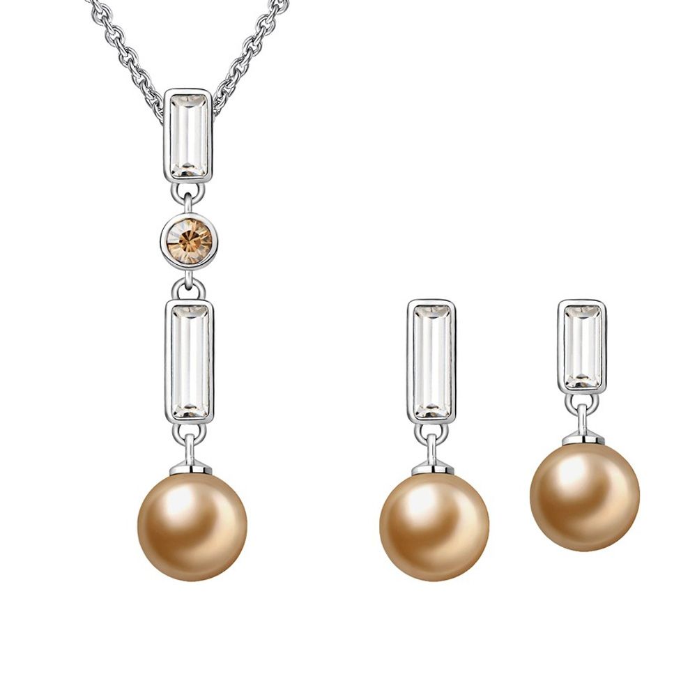 Swarovski - Gold Pearl and White Swarovski Crystal Elements Set