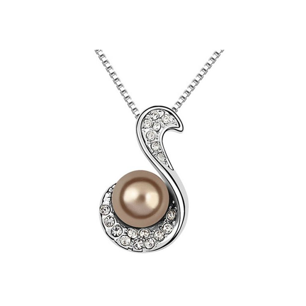Brown Pearl and White Crystal Pendant