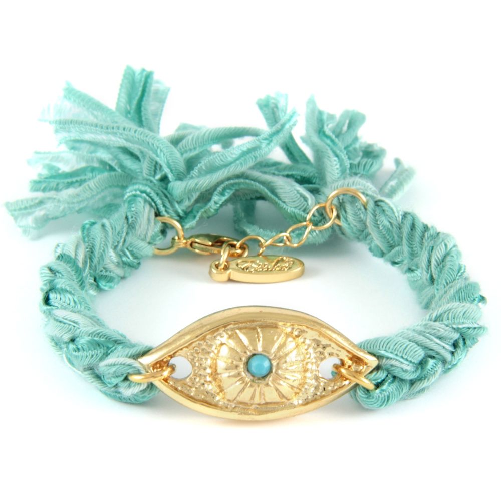 Ettika - Turquoise Ribbons and Yellow Gold Eye Bracelet