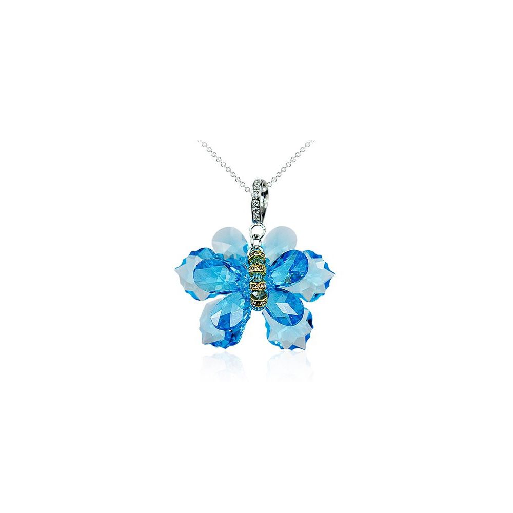 Butterfly Necklace made with Blue Crystal