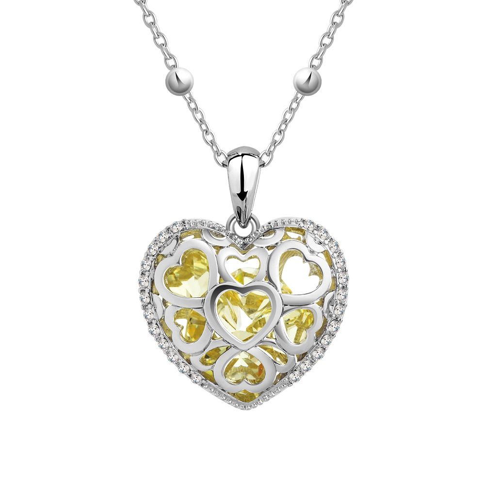 Swarovski - Yellow Swarovski Crystal Elements Heart Pendant and Rhodium Plated