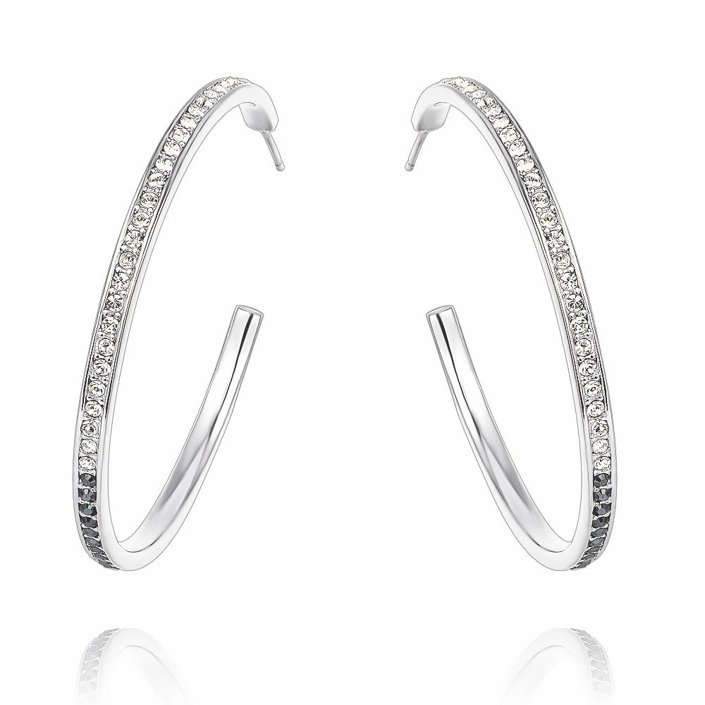 Swarovski - Black Diamond Swarovski Crystal Elements Large Hoop Earrings