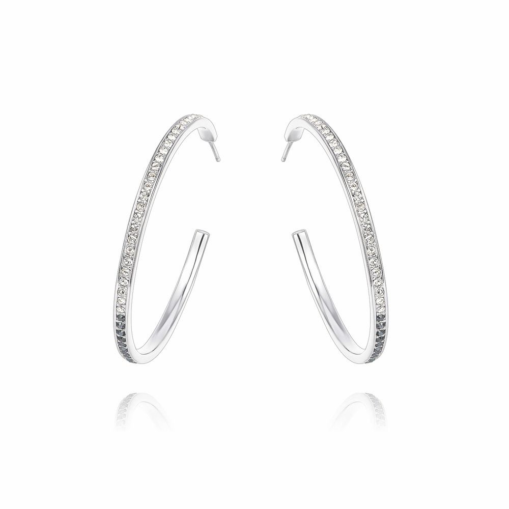 Swarovski - White and Black Diamond Swarovski Crystal Hoop Earrings