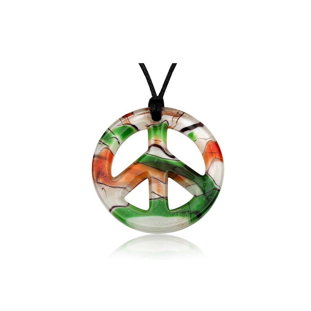 Peace Pendant Green Murano Glass