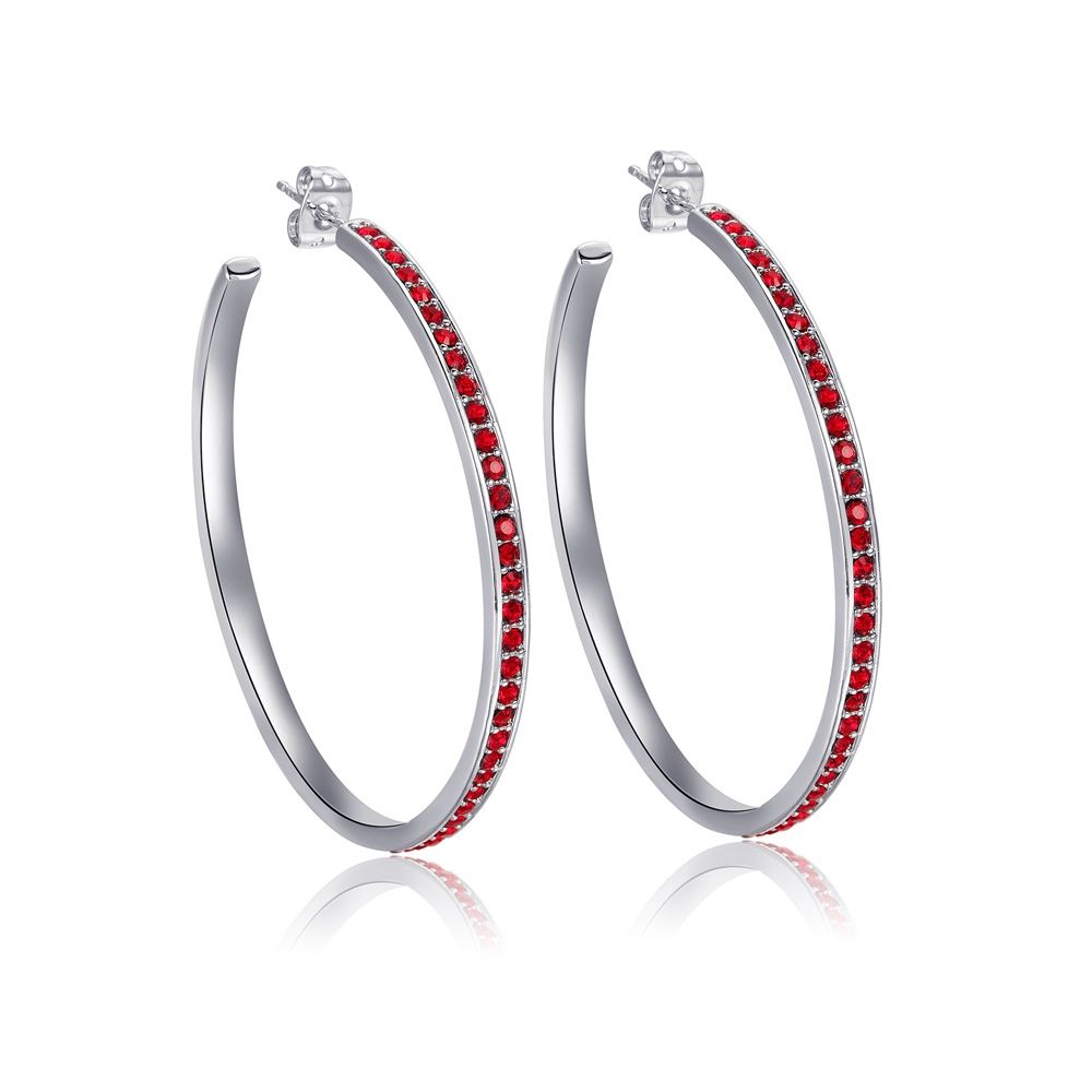 Swarovski - Red Swarovski Crystal Elements Large Hoop Earrings