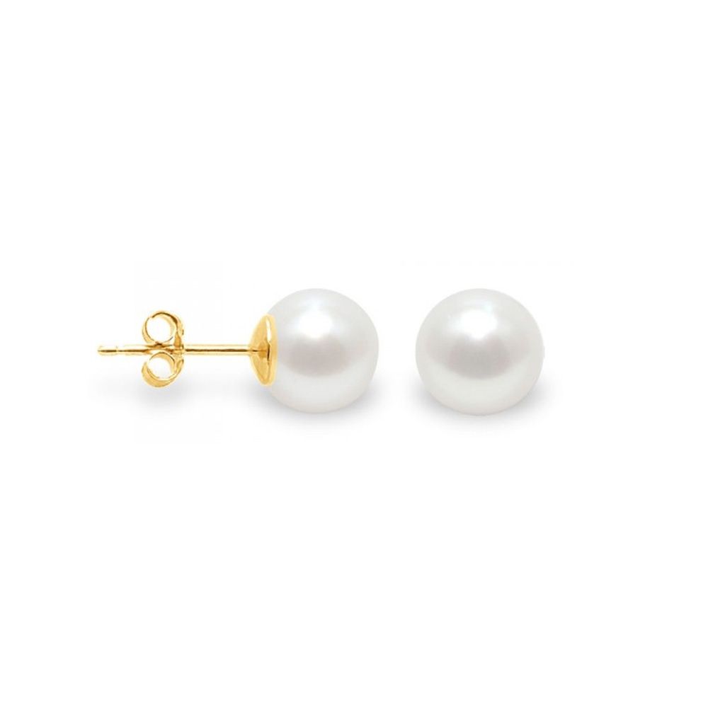 White Freshwater Pearls Child Earrings and yellow gold 375/1000