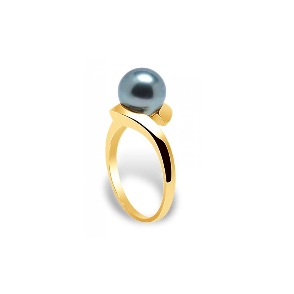 Black Tahitian Pearl Bangle Ring and Yellow Gold 375/1000 Made in France A classic, this ring is made of genuine cultured Tahitian pearl round of 8 mm. Shape of the pearl: Round Pearl size: 8 mm Material: yellow gold 375/1000 Weight of gold: 3.20 gr