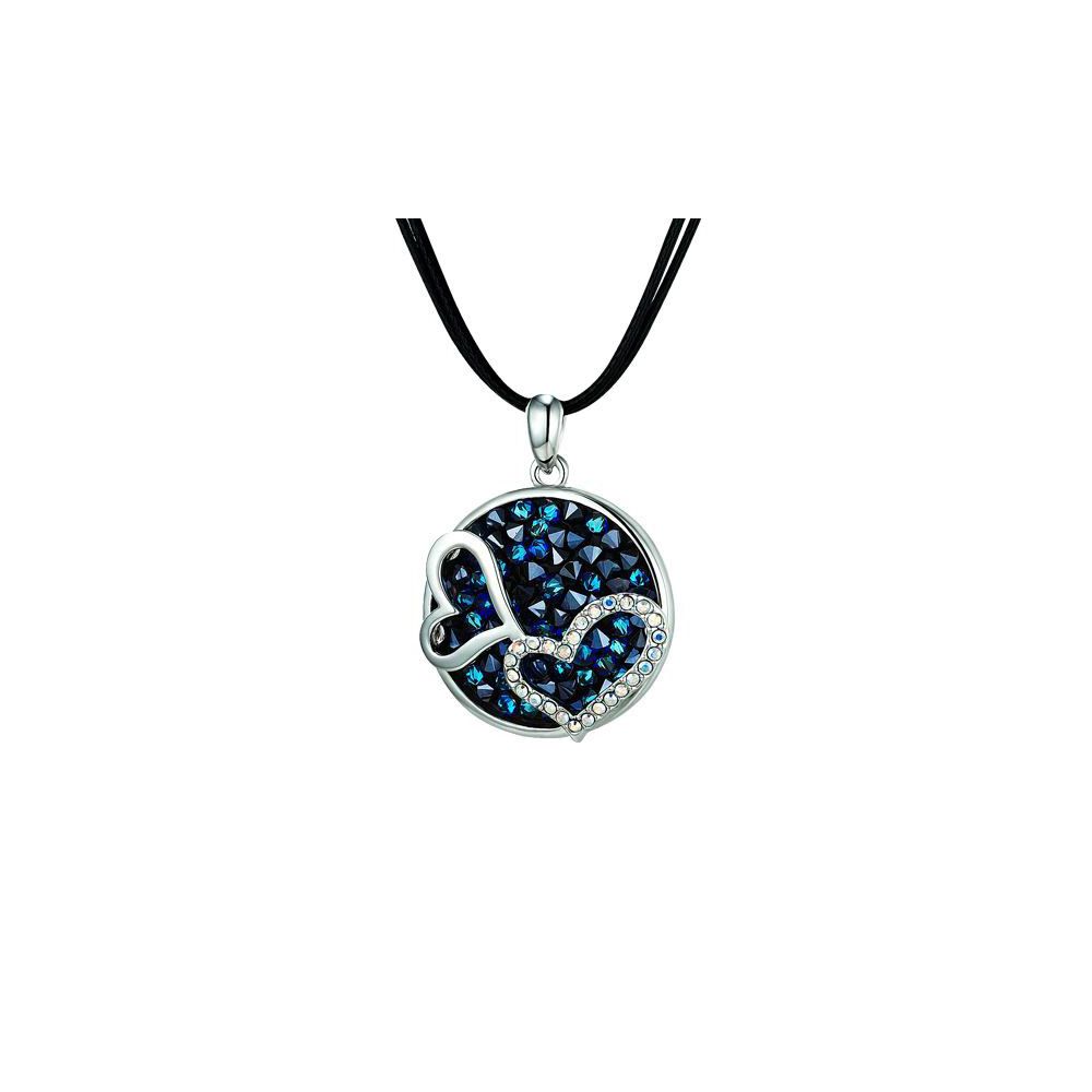 Swarovski - Blue Swarovski Crystal Elements Hearts Necklace and Rhodium Plated