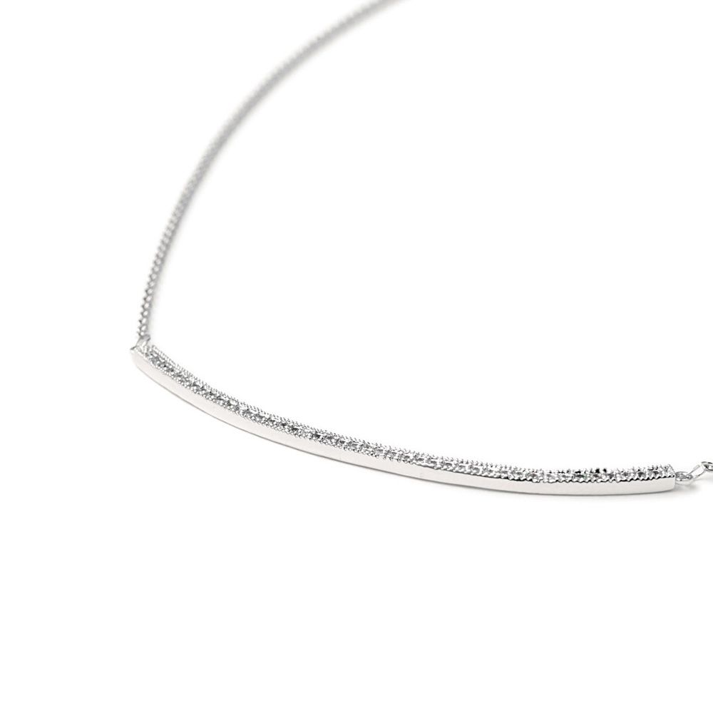 Rhodium plated Necklace and White Cubic Zirconia
