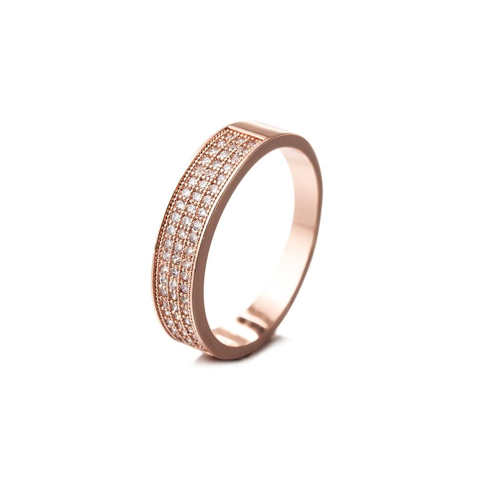 Pink Gold Plated Ring and White Cubic Zirconia