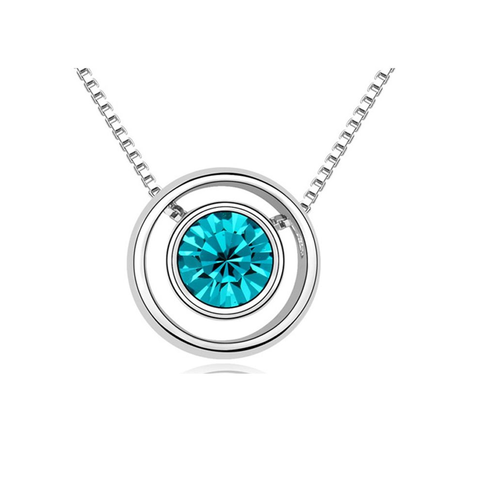 Swarovski - Blue Crystal Swarovski Element and Circle Necklace