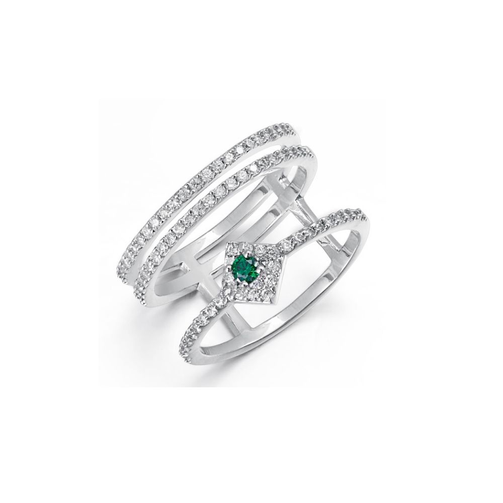 Swarovski - White and Green Swarovski Elements Crystal Ring