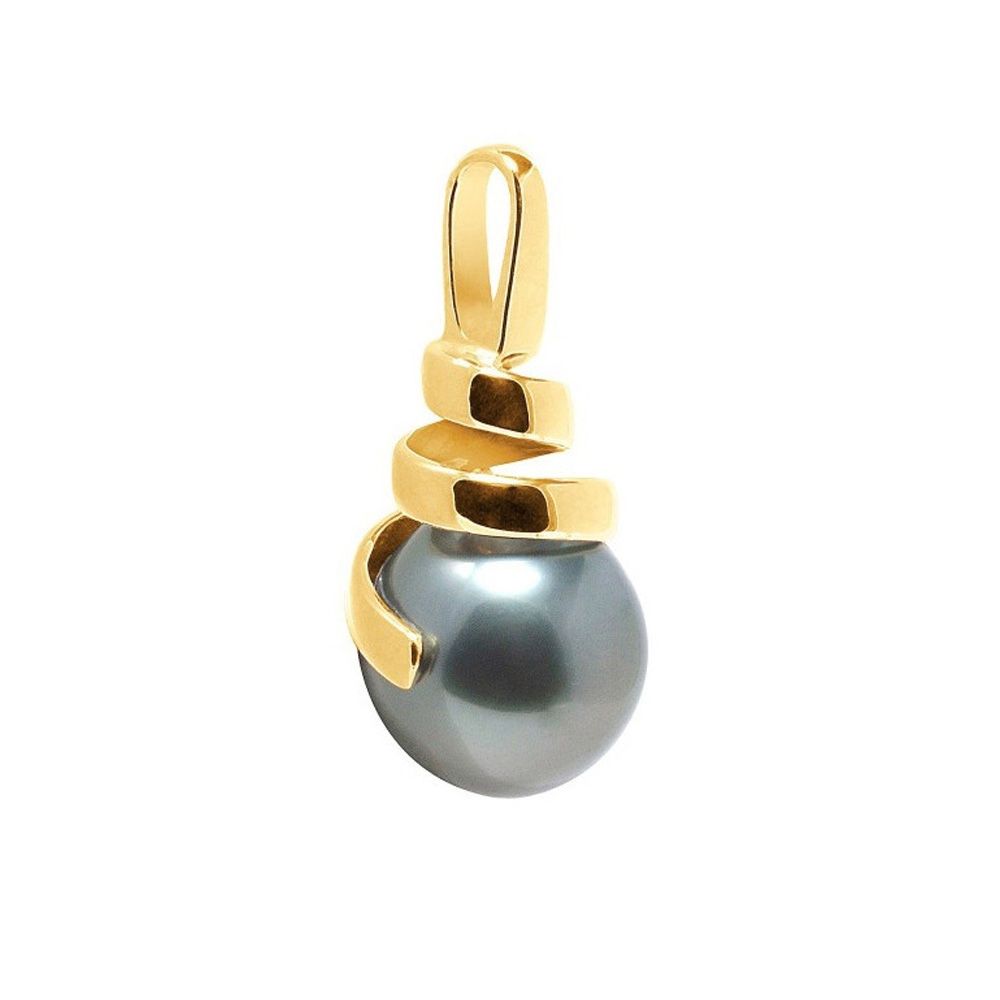Black Tahitian Pearl Pendant and Yellow Gold 375/1000 Made in France A classic, this pendant is made of genuine cultured pearl Tahitian pear shaped 9mm. Delivered with chain in yellow gold plated. Shape of the pearl: pear Pearl size: 9 mm Material: Yellow Gold 375/1000 Weight of gold: 1.6 gr