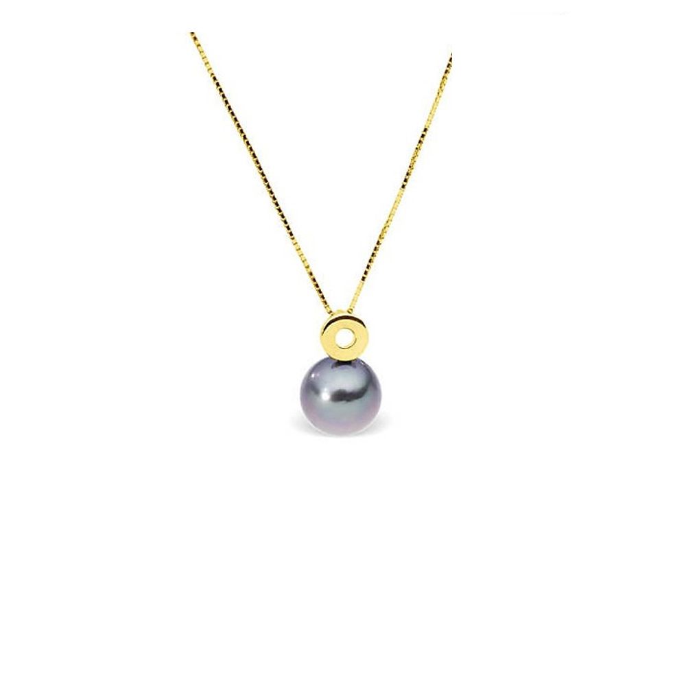 Black Tahitian Pearl and Yellow Gold 375/1000 Necklace