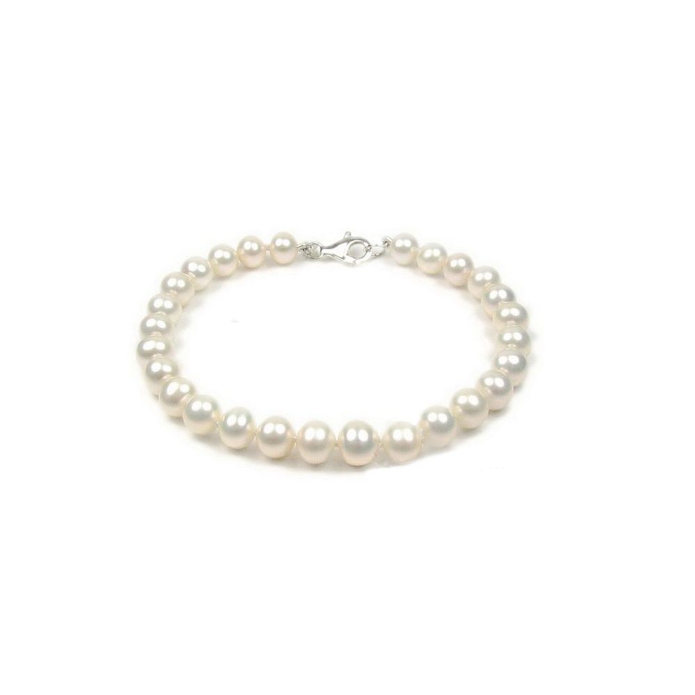 White Freshwater Pearl Bracelet and 925 Silver