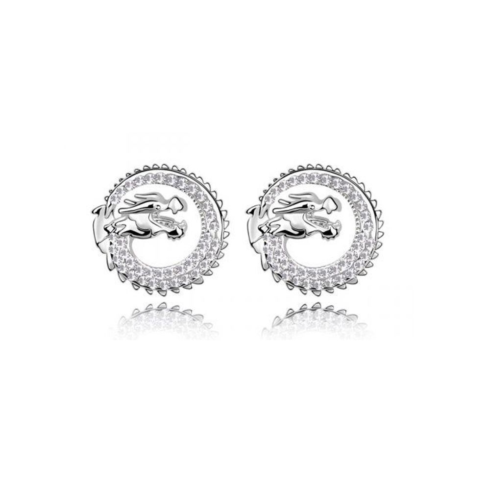 Swarovski - Dragon Earrings made with a White Crystal from Swarovski