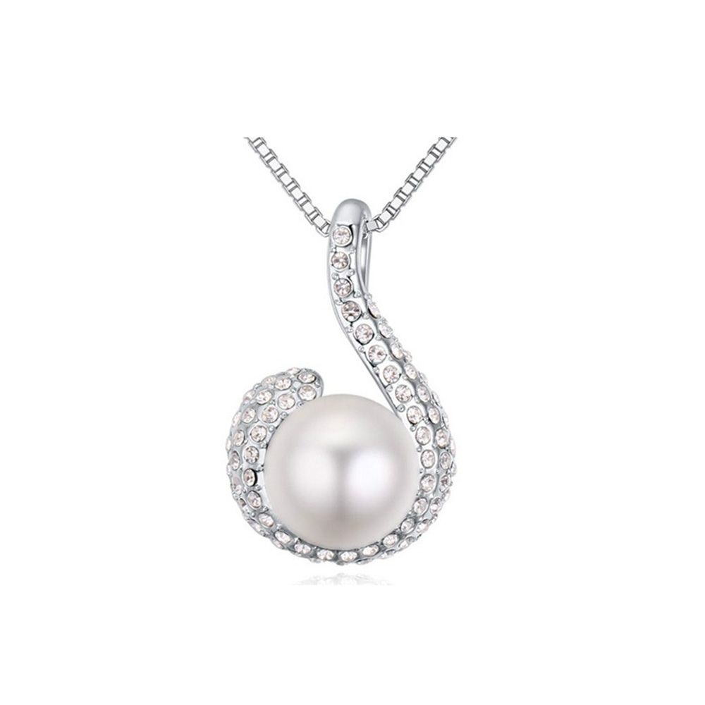 Swarovski - White Pearl Pendant made with a White Crystal from Swarovski