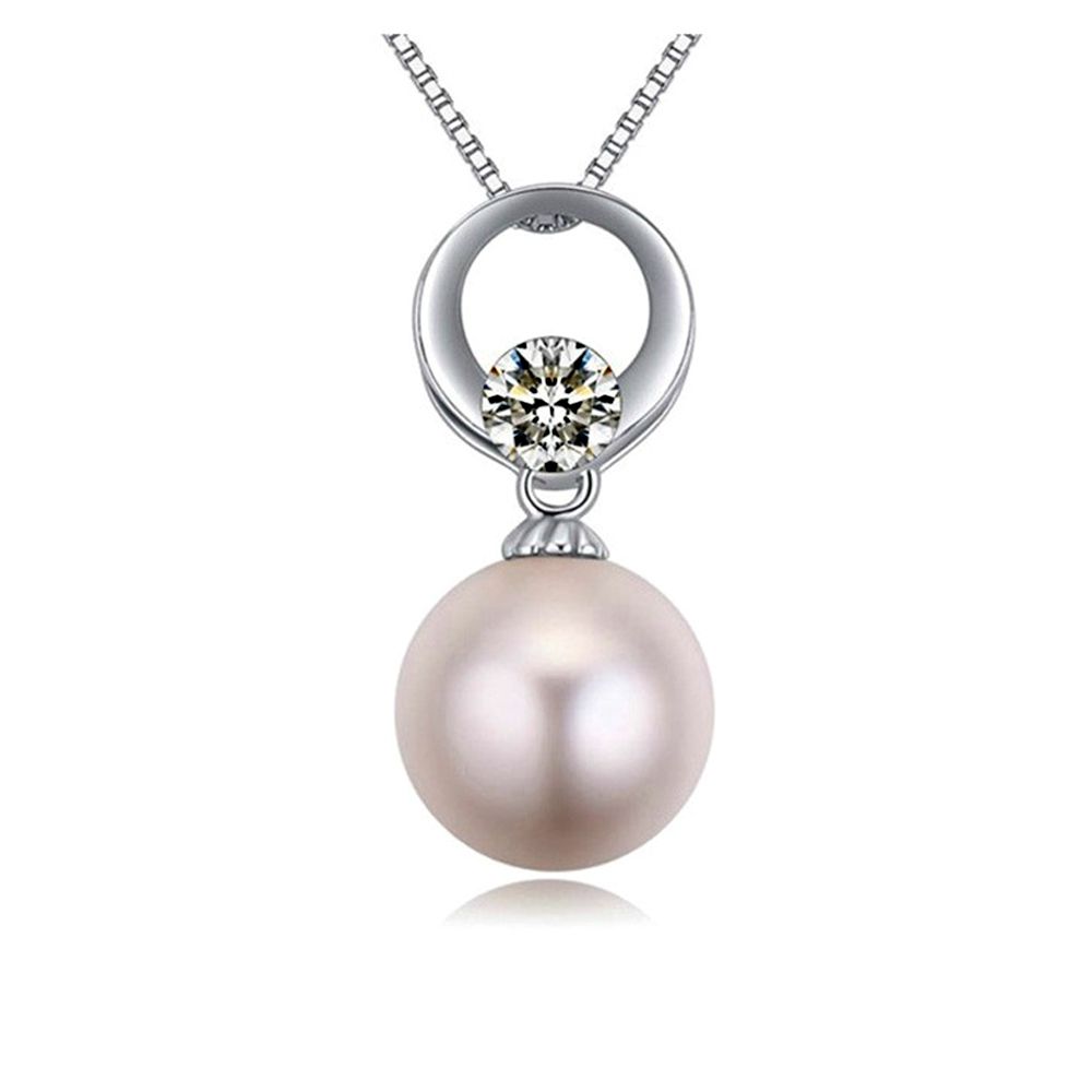 White Pearl Pendant and Cubic ZirconiaPink Pearl Pendant and Cubic Zirconia