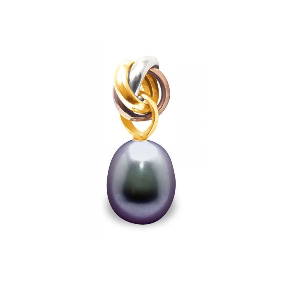 Black Freshwater Pearl Pendant and 3 Gold 750/1000