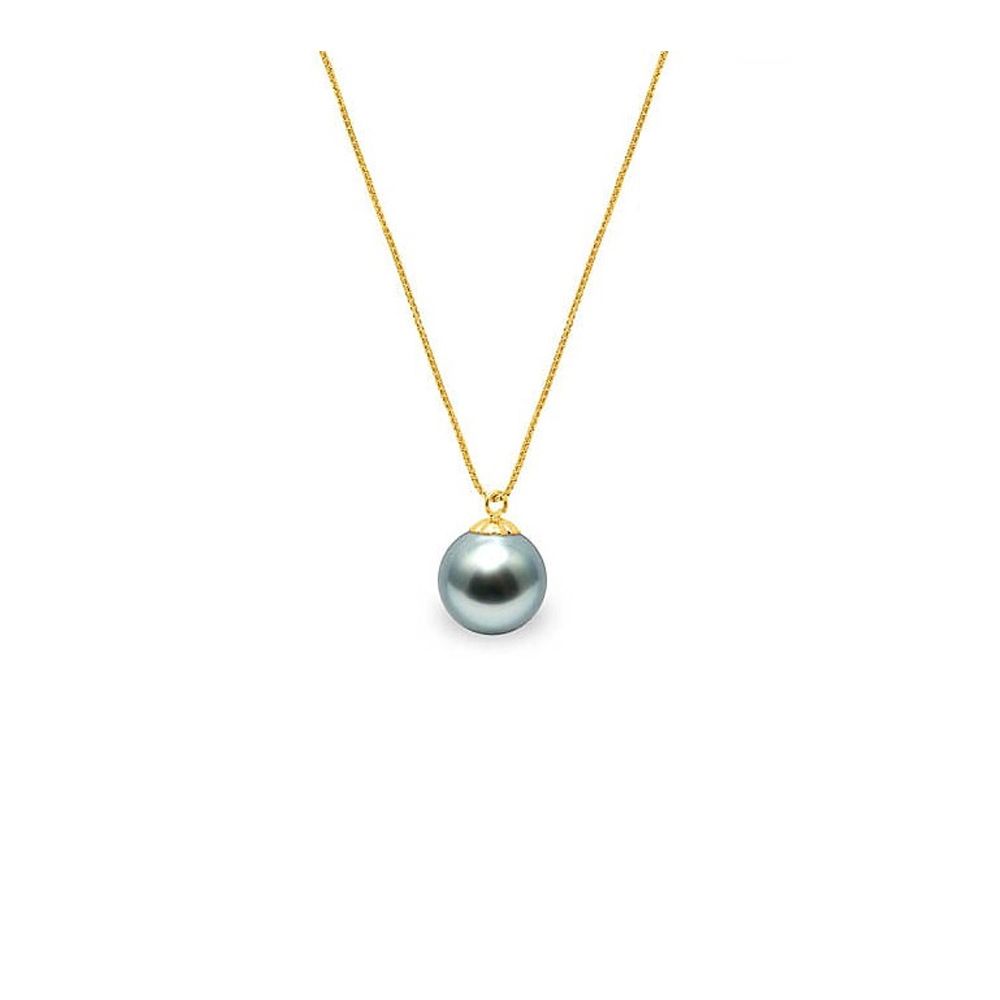 Black Tahitian Pearl Necklace and 375/1000 Yellow Gold