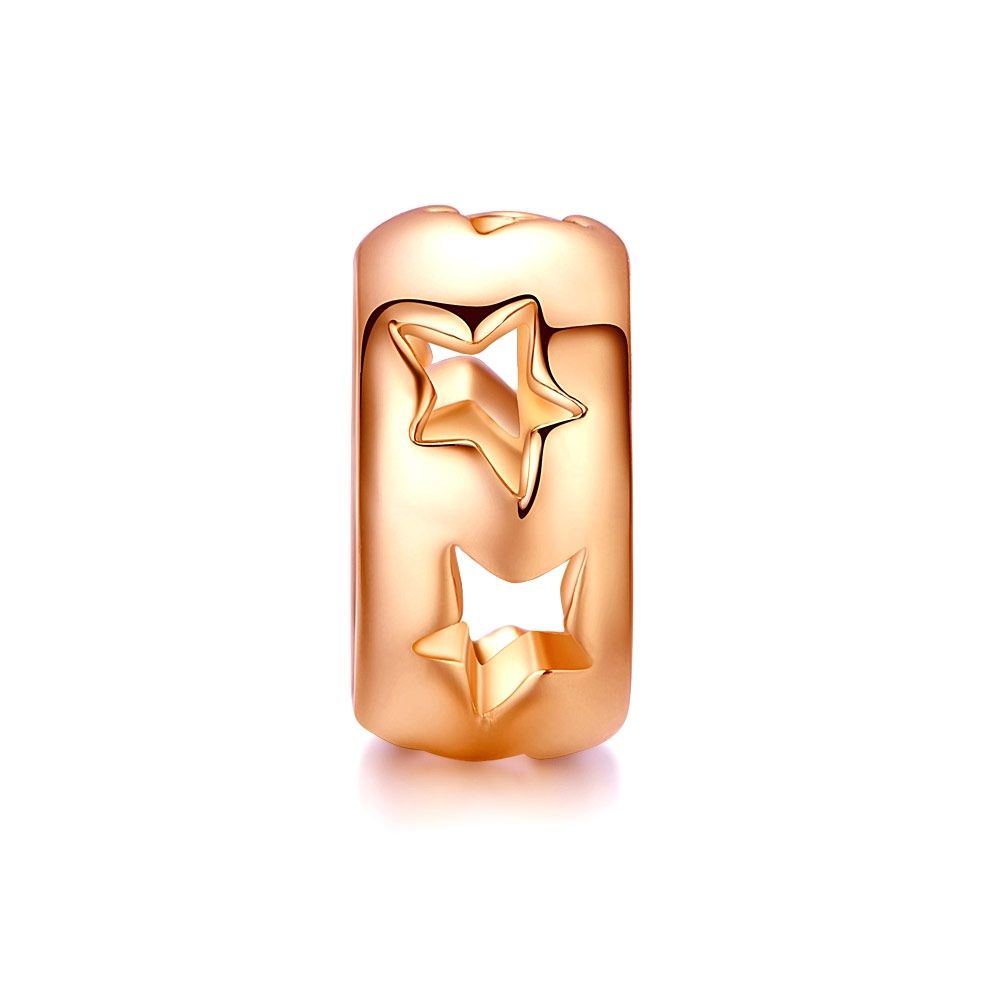 Star Charms Beads Rose Gold Stainless Steel
