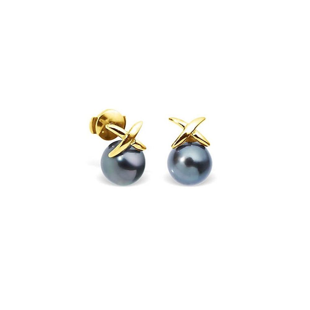 Black Tahitian Pearls Earrings and yellow gold 750/1000