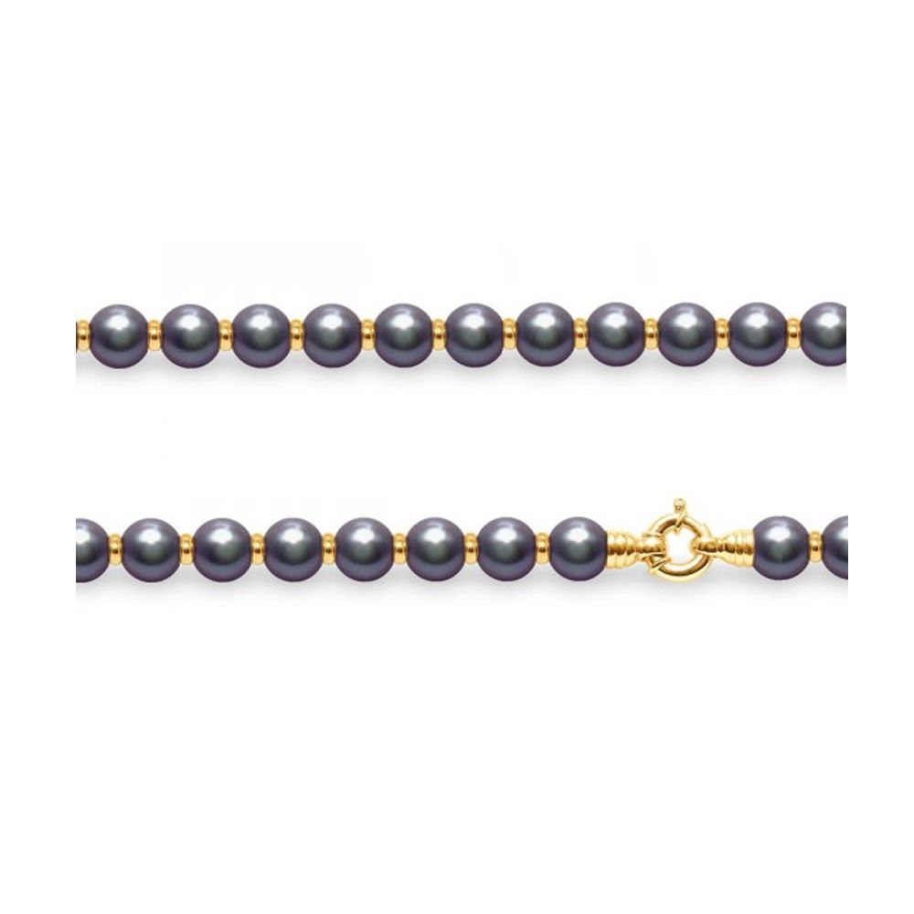 Black Freshwater Pearls and Yellow Gold 750/1000 Necklace