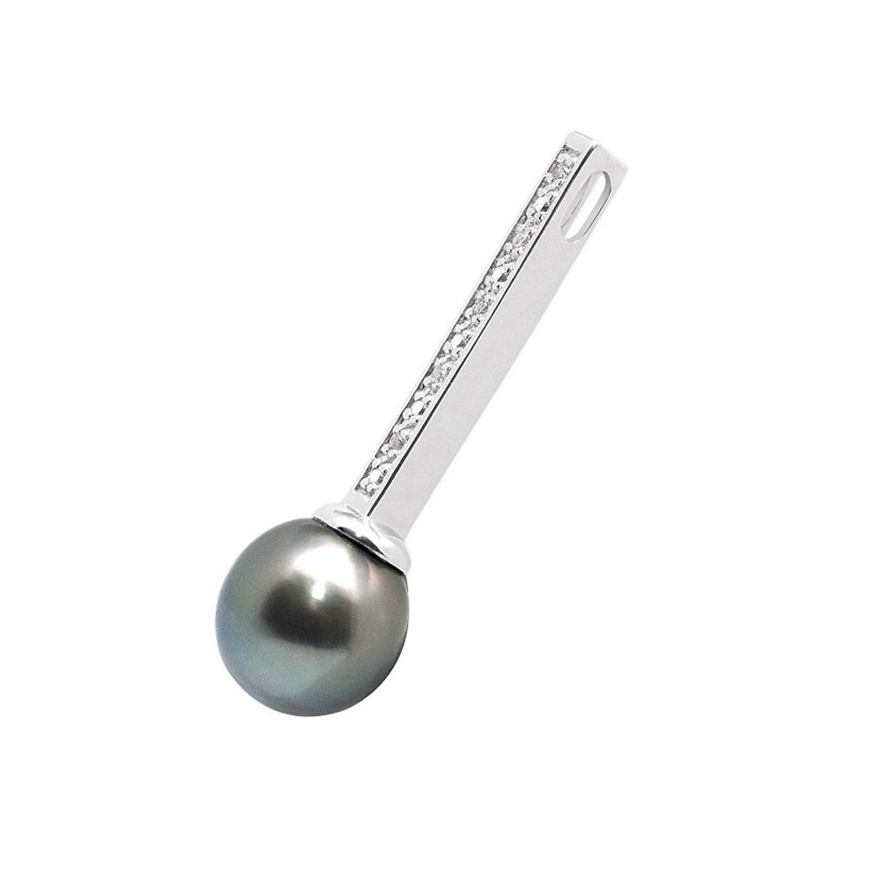 Diamonds, Tahitian Pearl Pendant and White Gold 750/1000 Made in France Delivered with its fine chain in silver 925 of 40 cm. Shape of the pearl: Pear Pearl size: 11 mm Material: white gold 750/1000 Weight of gold: 2.75 gr Weight of Diamonds : 0.05 cts