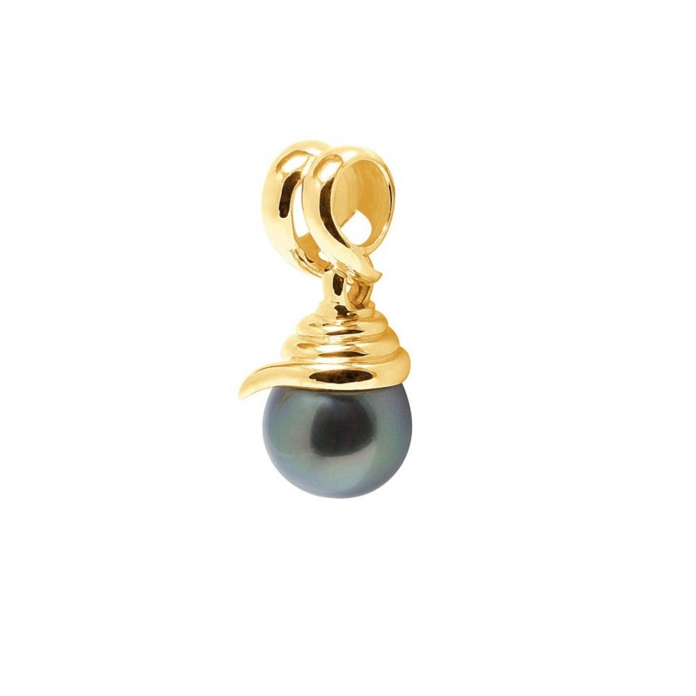 Black Tahitian Pearl Pendant and Yellow Gold 750/1000 Made in France A classic, this pendant is made of genuine cultured pearl Tahitian pear shaped 11 mm. Delivered without chain. Shape of the pearl: pear Pearl size: 11 mm Material: Gold 750/1000 Weight of gold: 3.44 gr