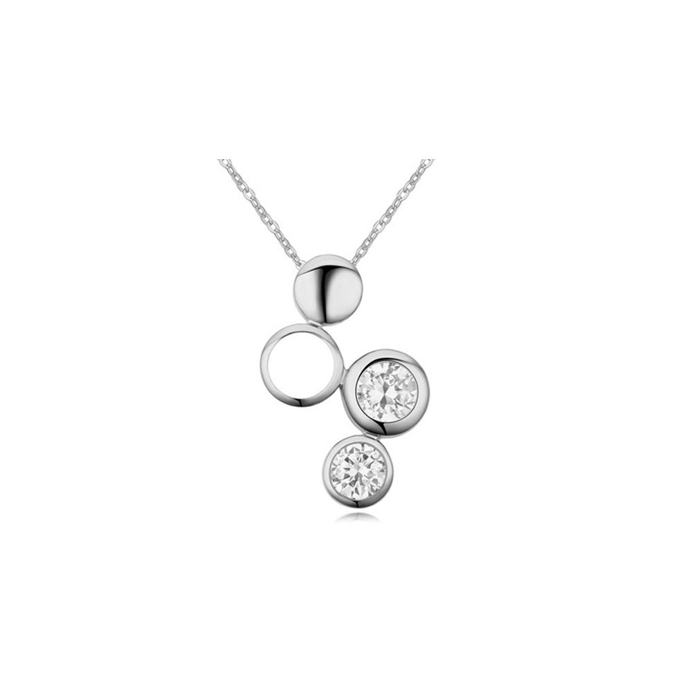White Cubic Zirconia Crystal Pendant and Rhodium Plated