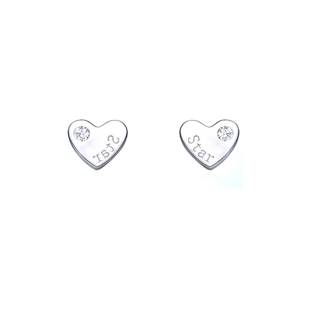 Swarovski - White Swarovski Crystal Elements Hearts Earrings and 925 Silver