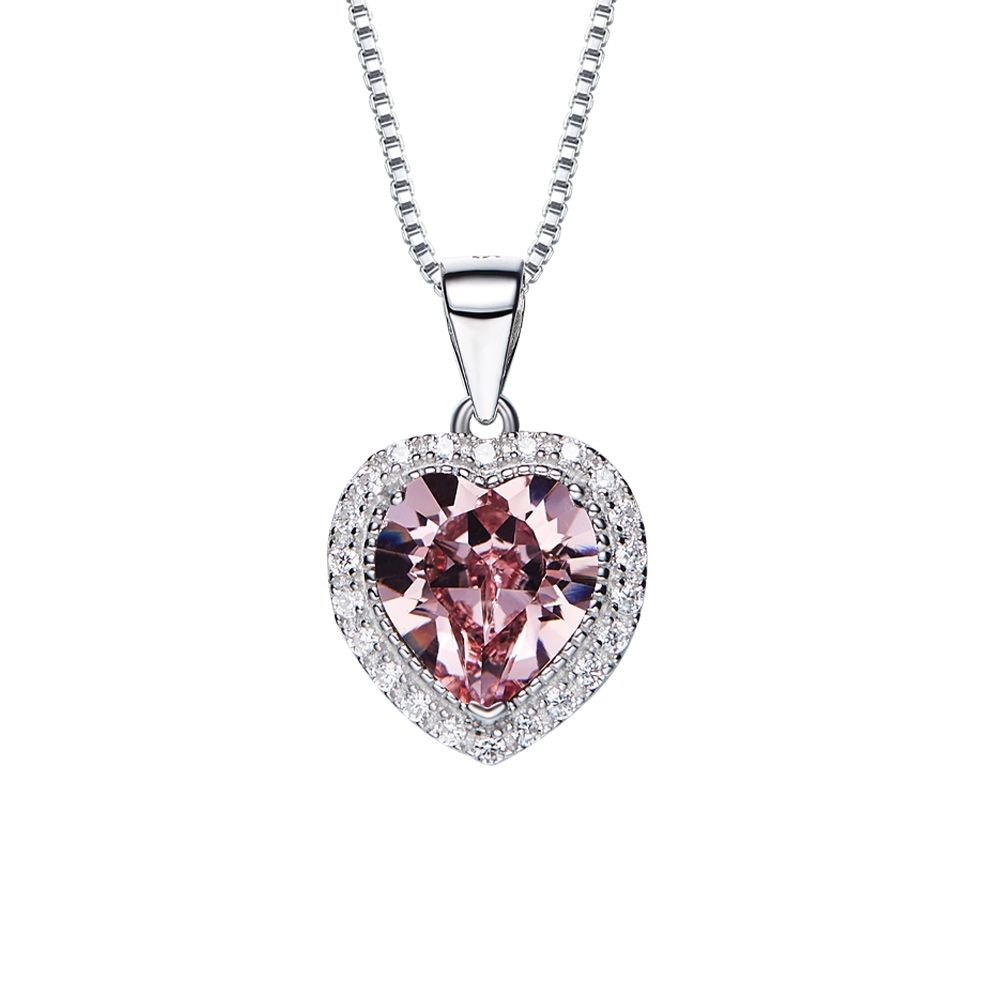 Swarovski - Clear Pink and White Swarovski Crystal Elements Heart Pendant