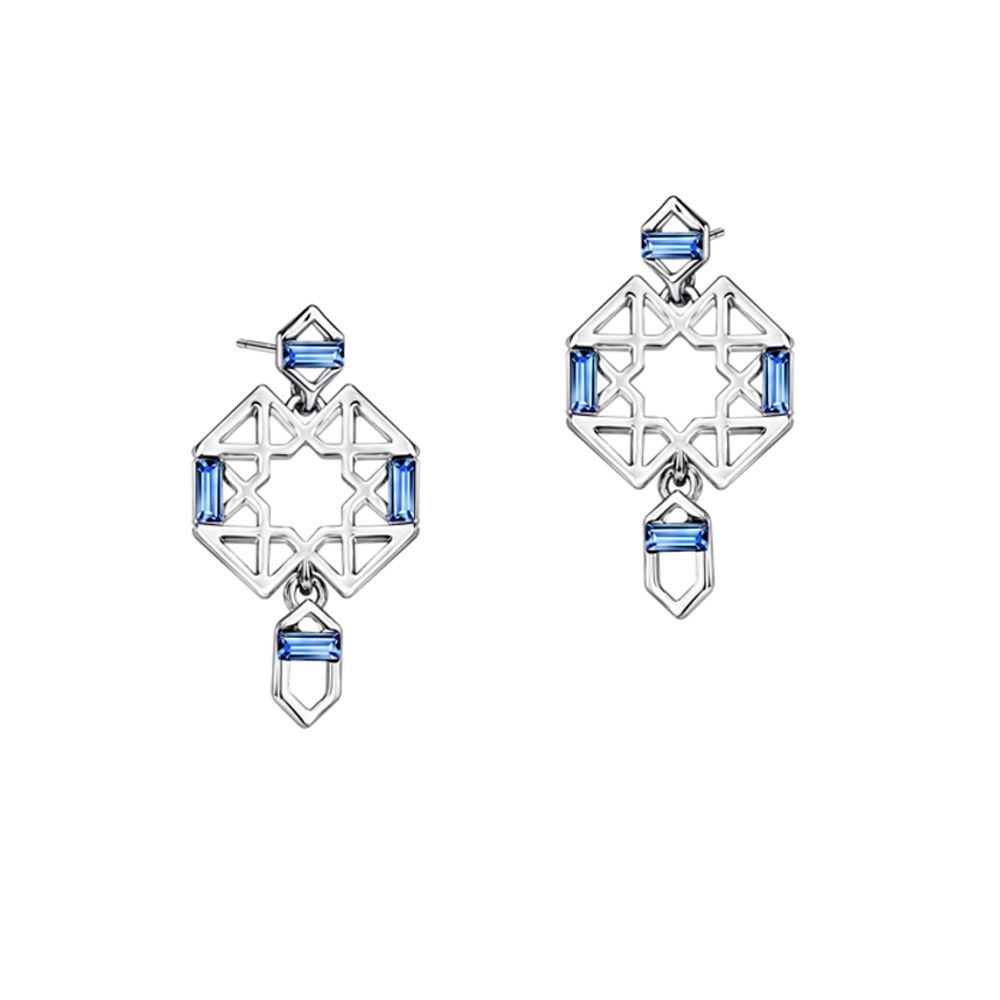 Swarovski - Blue Swarovski Crystal Elements Design Earrings