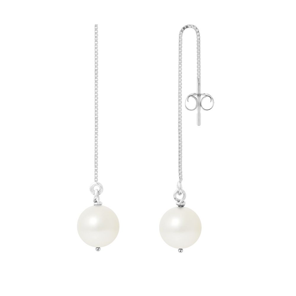 White Cultured Pearls and 925 Silver Dangling Earrings Made in France Description of the Pearls : Freshwater Cultured Pearls Color: Natural White Diameter: 8 mm Round shape Description of the earrings: Mounting : 925/1000 Silver Weight: 0.30 gr Length about 5 cm Width about 8 mm