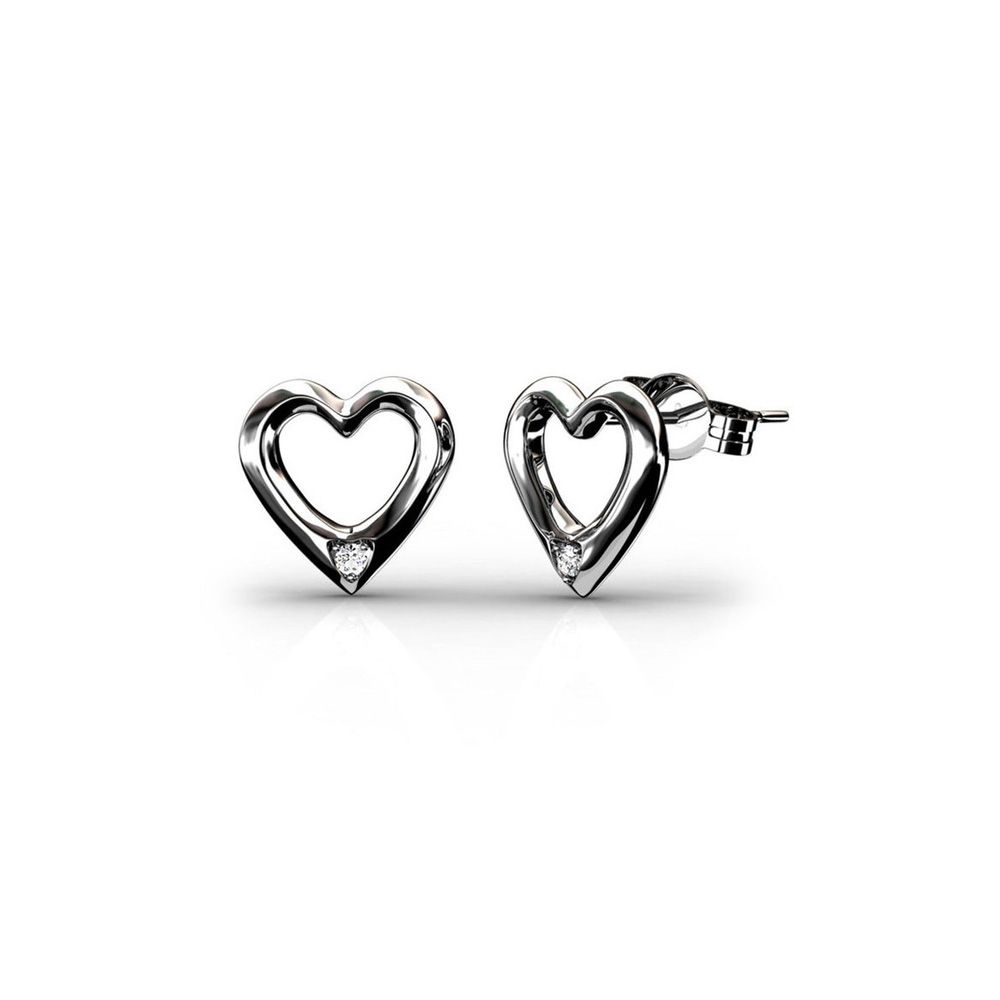 White Swarovski Elements Crystal Heart Earrings Very nice heart pair of earrings set with White Swarovski Elements Crystal. Rhodium plated frame for a perfect finish and extreme shine. Description : Dimensions: 0.7 x 0.7 cm Weight: 3 gr Suitable for pierced ears
