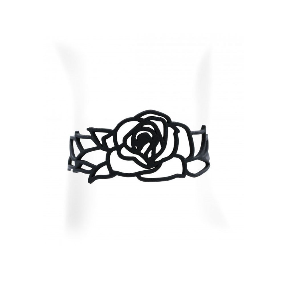 Black Silicone Gum Rose Bracelet Effect Tatto