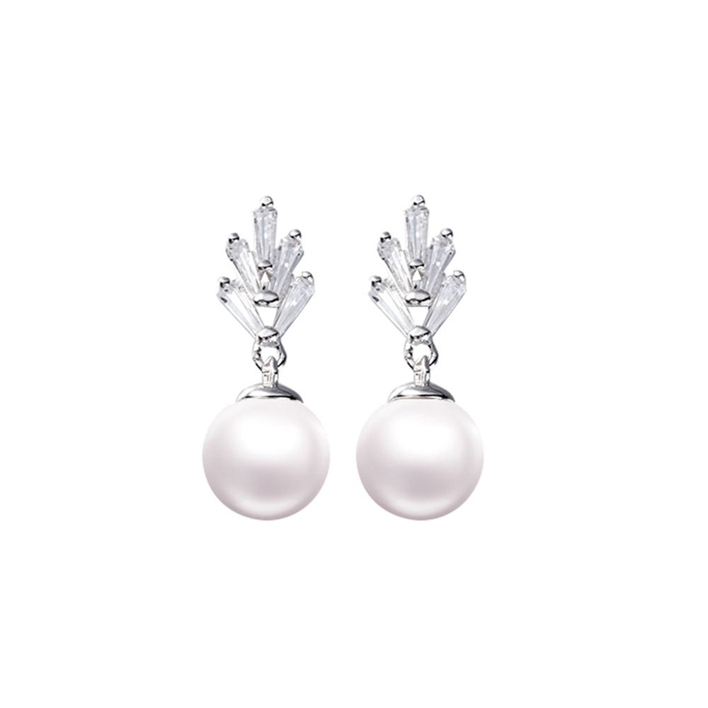 Earrings Dangling Wowen White Pearl and Cubic Zirconia