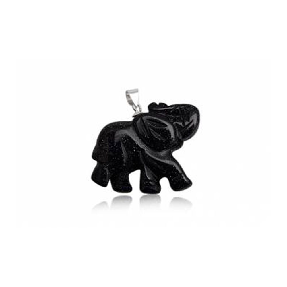 Elephant Pendant in Black Sandstone and 925 Silver Superb pendant in shape of an Elephant. Mounting in 925 silver. Gem : Black Sandstone Size : 3.1 x 3.8 cm Weight : 11.14 gr