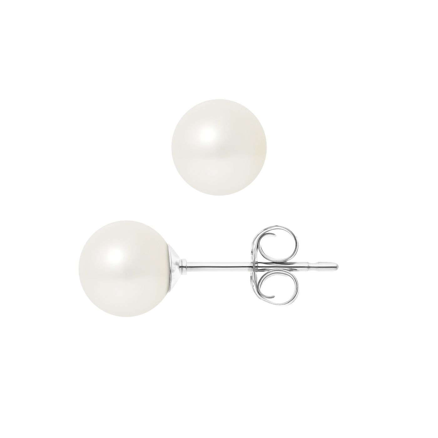 7.5 mm White Freshwater Pearls Earrings and White gold 750/1000