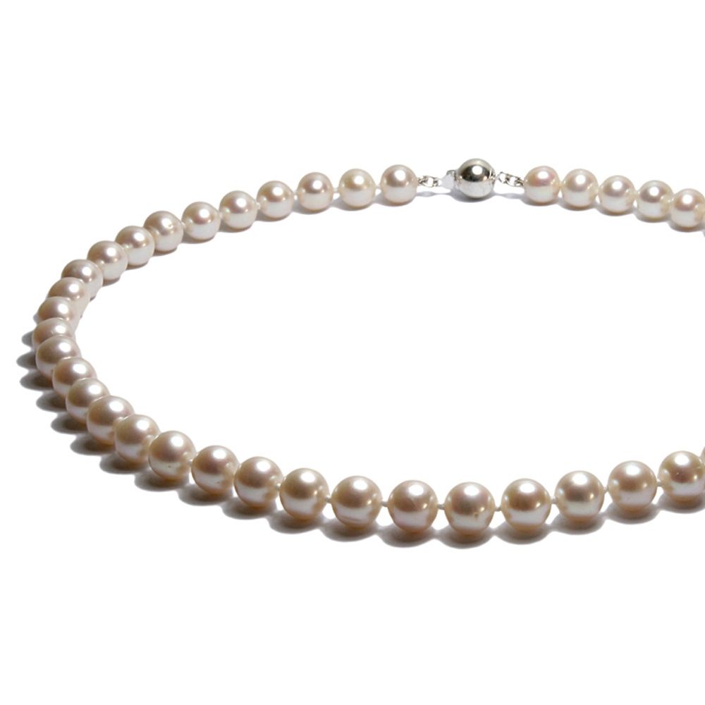 White Freshwater Pearl Classical Necklace and 925 Silver