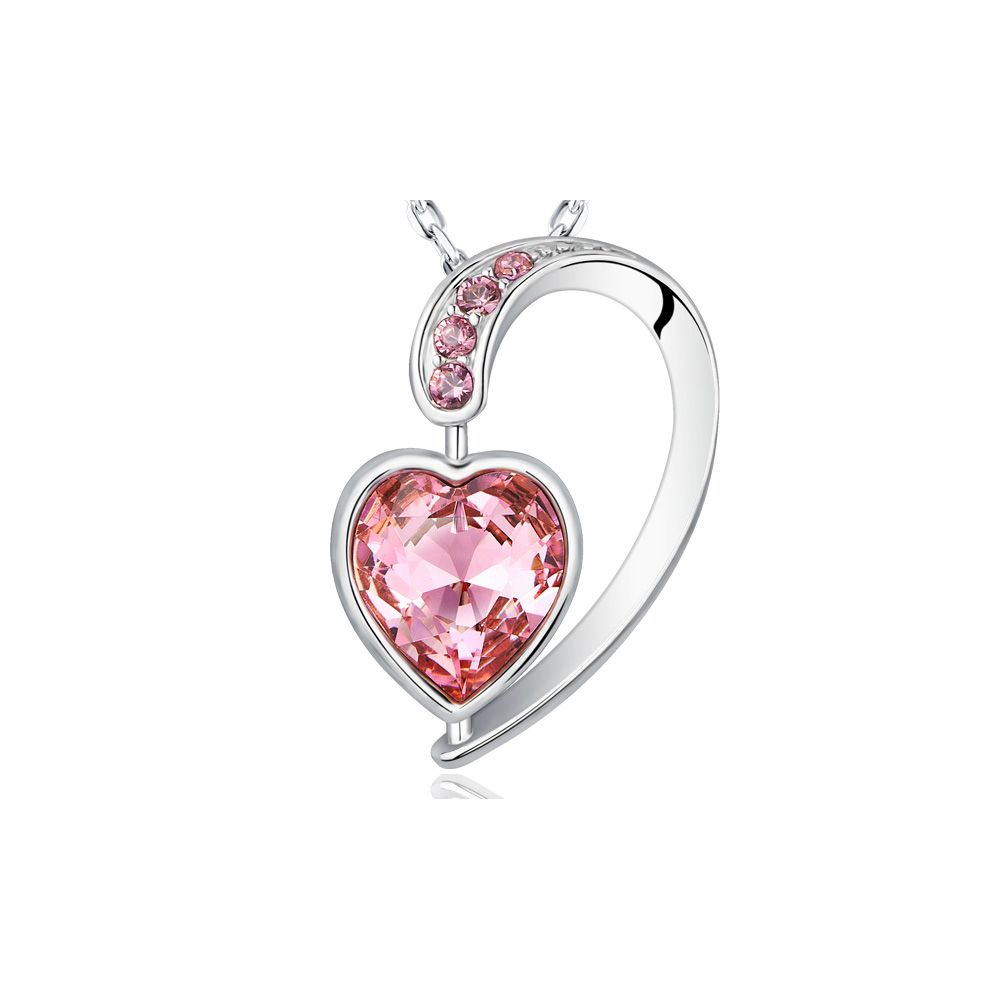 Swarovski - Pink Swarovski Crystal Elements and Rhodium Plated Heart Pendant