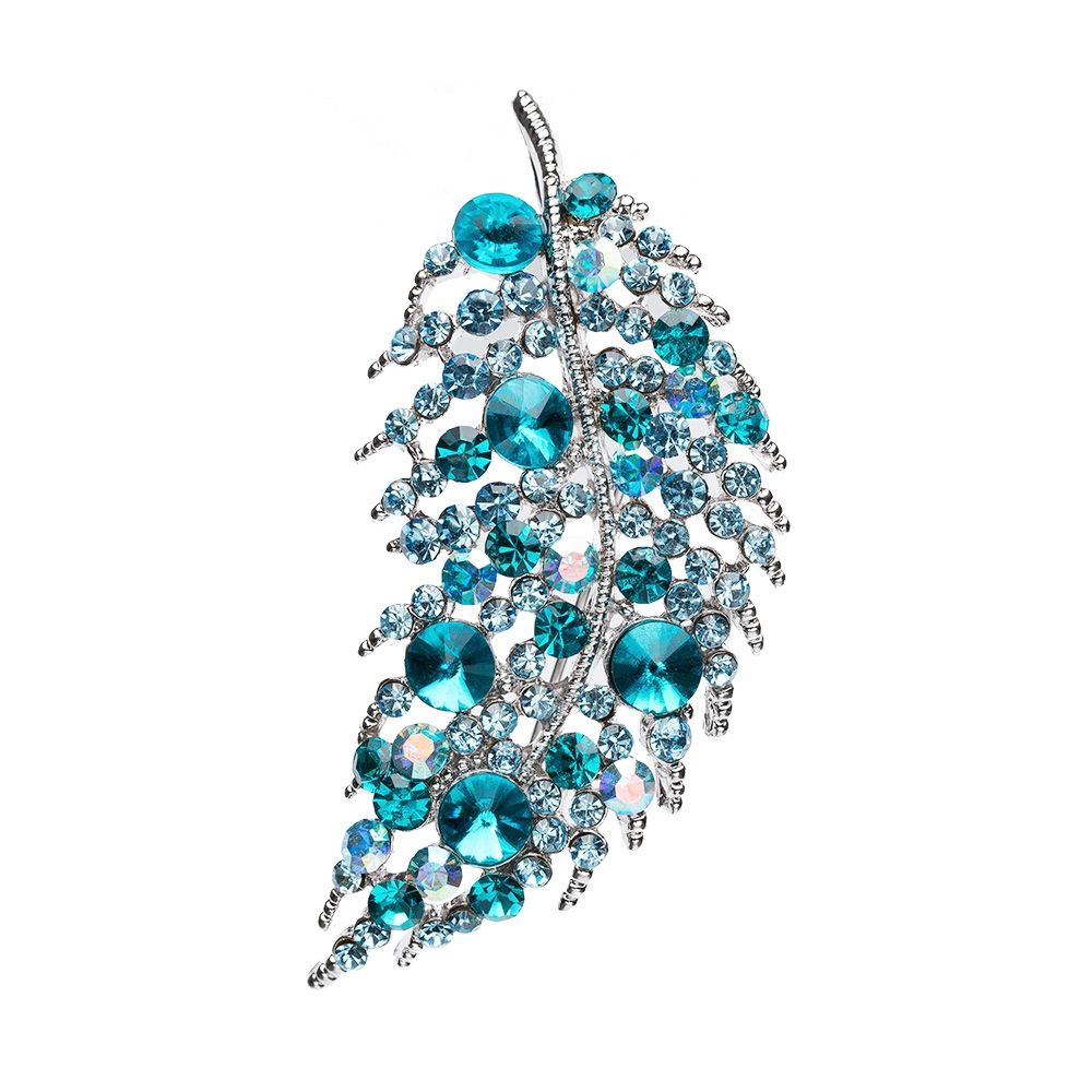 Swarovski - Turquoise Swarovski Crystal Elements Leaf Necklace and Silver Plated Mounting