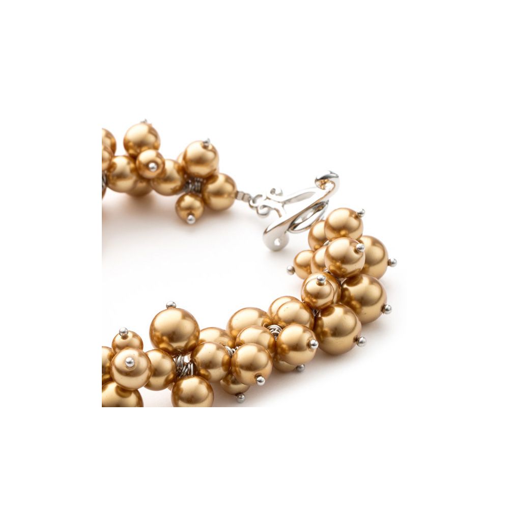 Gold Multi Pearls and Rhodium Plated Bracelet