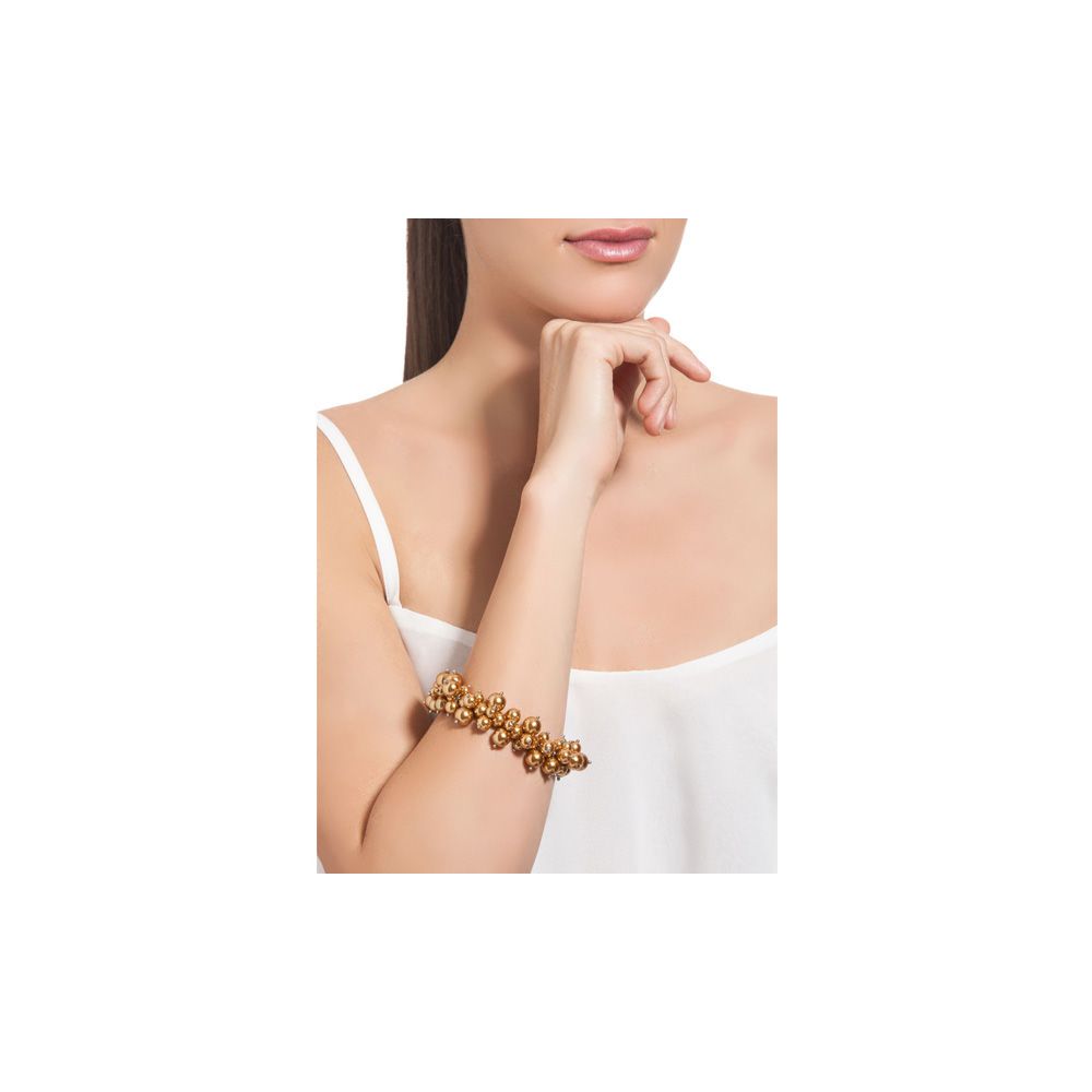 Gold Multi Pearls and Rhodium Plated Bracelet