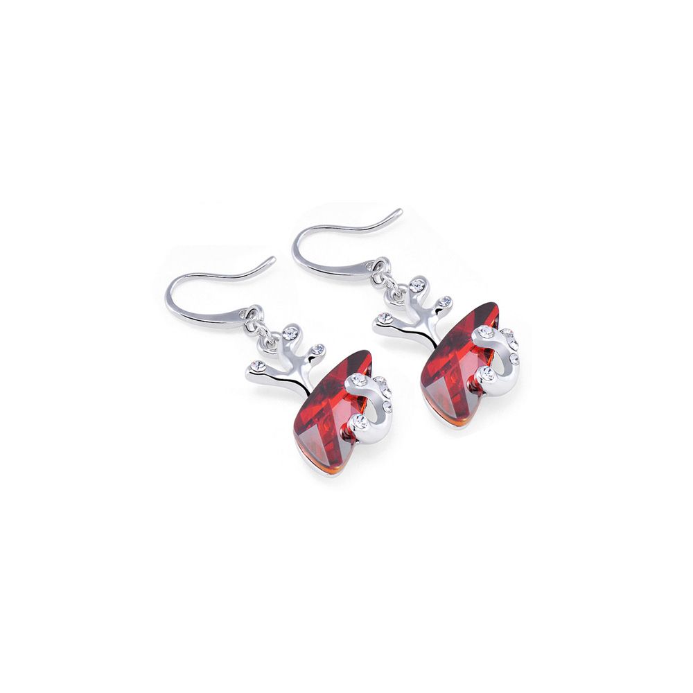 Swarovski - Red Swarovski Crystal Elements Earrings and Rhodium Plated