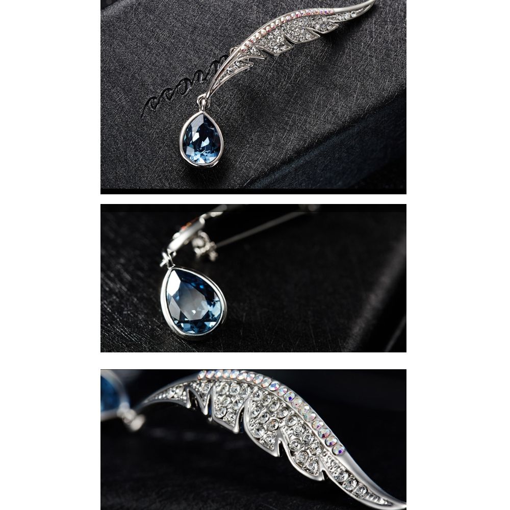 Swarovski - Blue Peacock Feather Swarovski Crystal Brooch