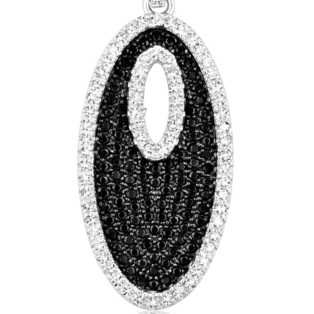 Swarovski - Black and White Swarovski Zirconia Crystal Pendant and Silver