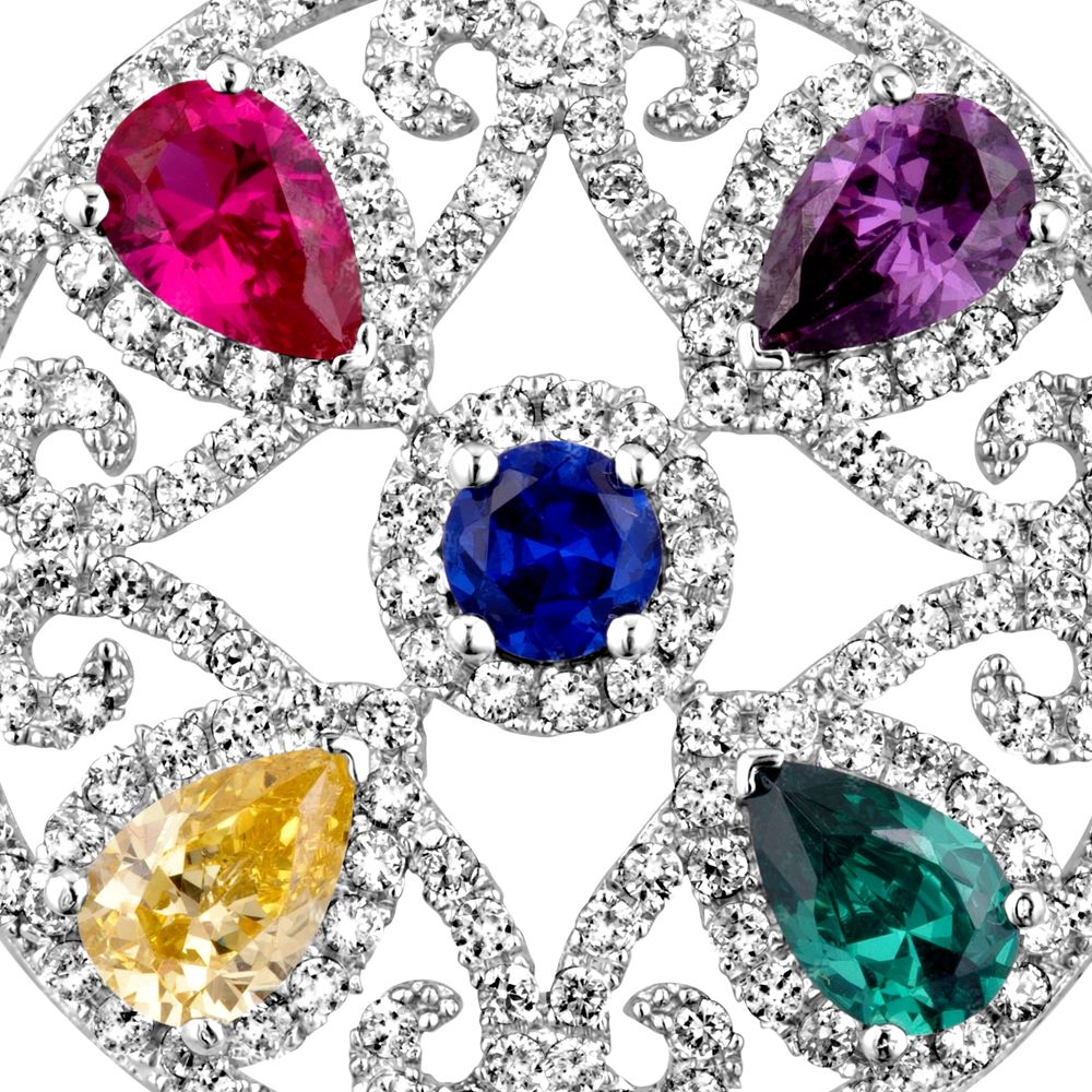 Swarovski - Multicolor Swarovski Crystal Elements Circle Pendant and 925 Silver