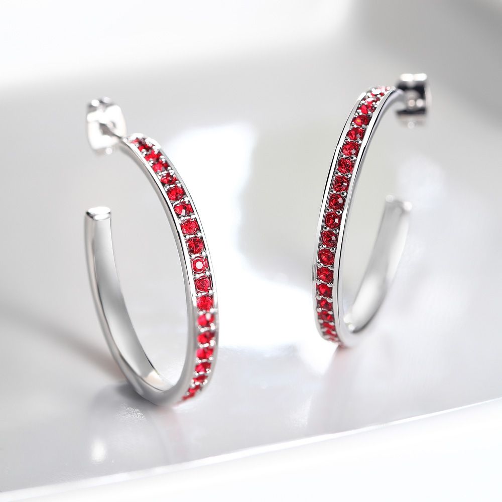 Swarovski - Red Swarovski Crystal Elements Hoop Earrings