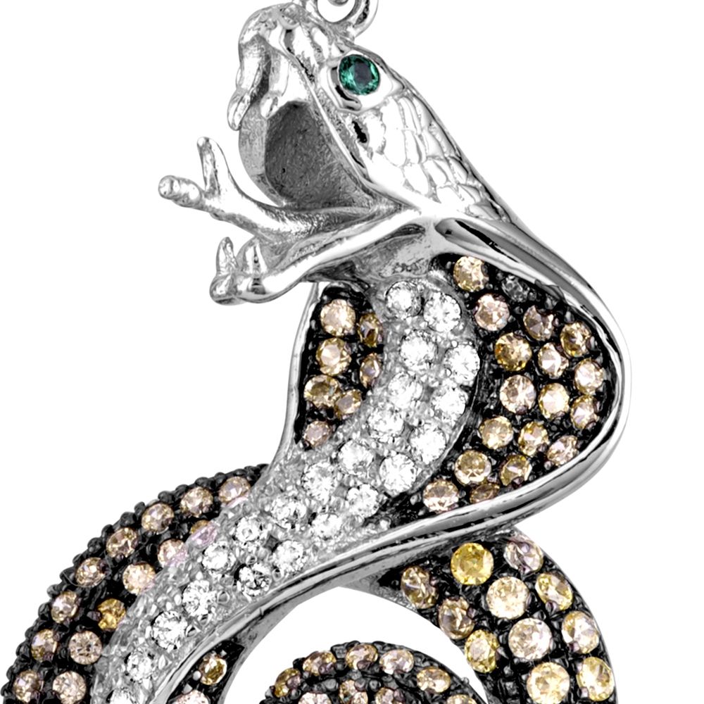 Swarovski - Green and White Cobra Snake Earrings Silver and 430 Swarovski Crystal Cubic Zirconia